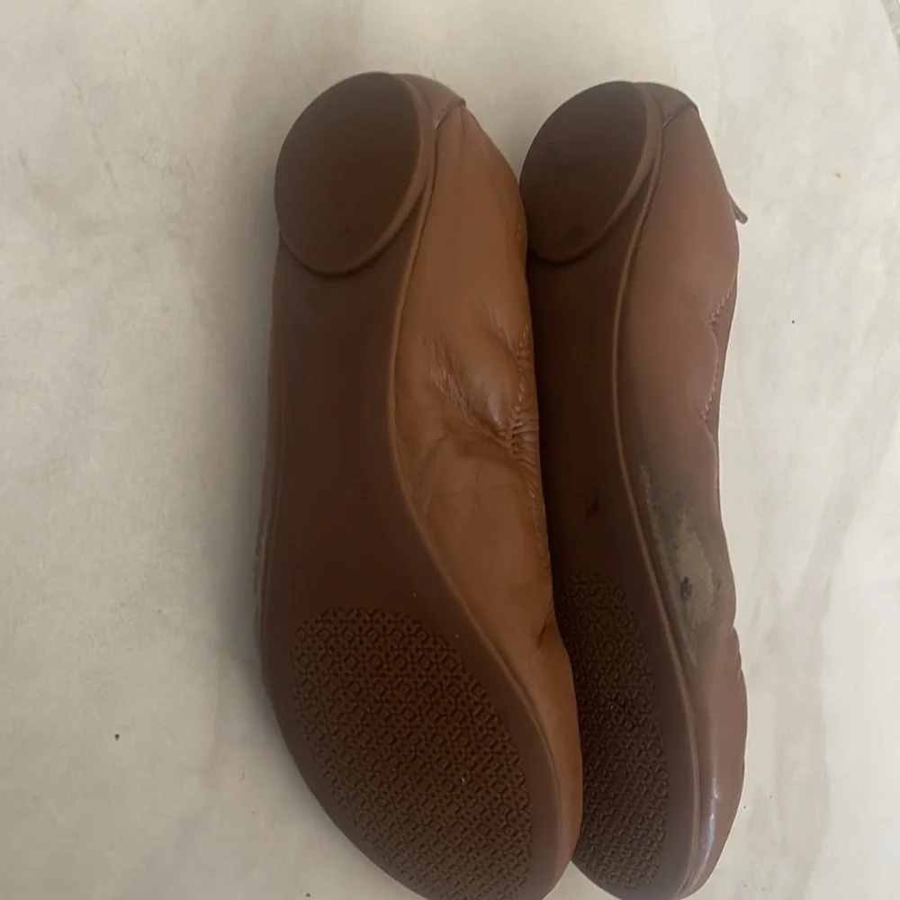 Tory Burch Eddie Ballet Flats Leather in Camel Size 8